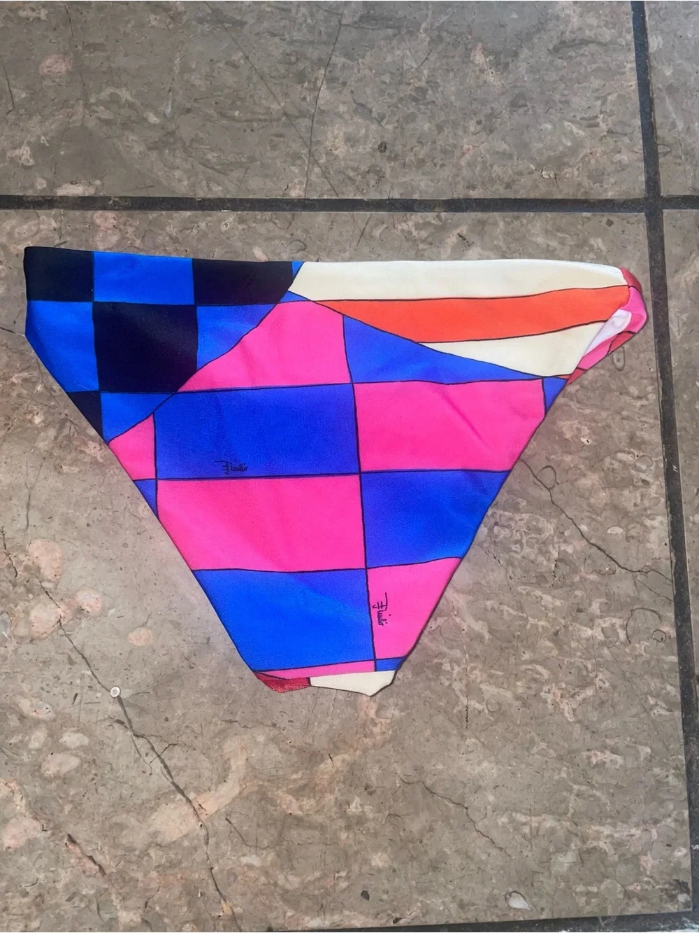 New! Emilio Pucci Kids Girls Pink Red Checkerboard Bikini Swim Bottom ❤️ 6Y